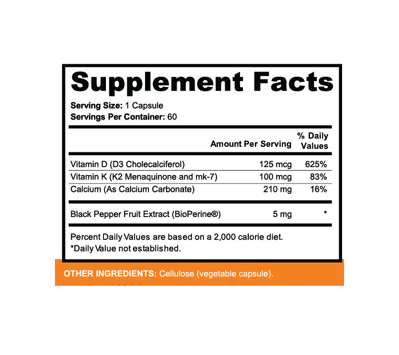 Supplement Facts for Vitamin K2 + D3
